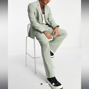 NEW ASOS Design Flare Pant Suit Sage Size 32 x 32 Blazer Chest Size 38